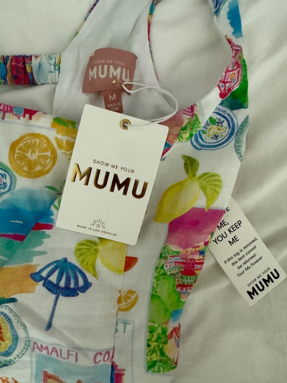 Steph mini dress in amalfi coast print - Show Me Your MuMu - NWT SIZE M - Picture 10 of 10
